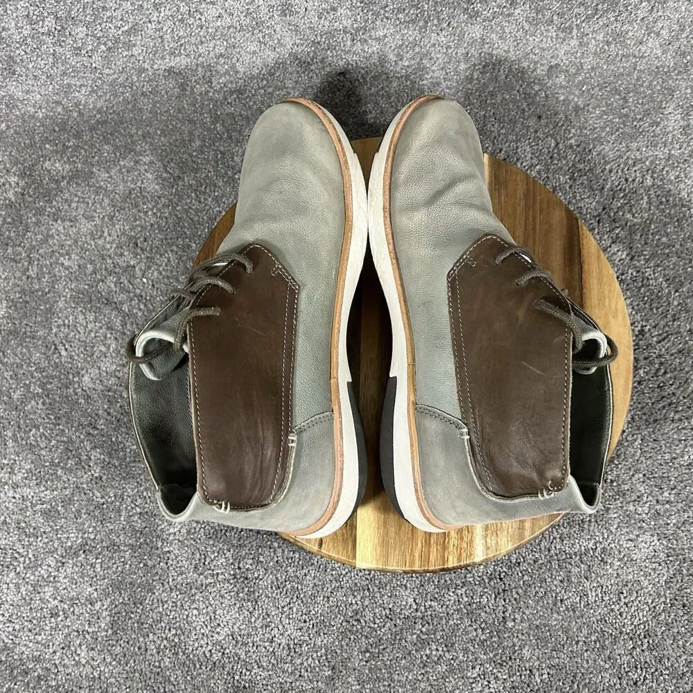 OluKai Kalia Puki Men's Sz 10.5 Gray Brown Leather Chukka Boots No Insoles Used